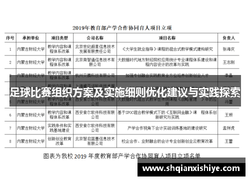 足球比赛组织方案及实施细则优化建议与实践探索